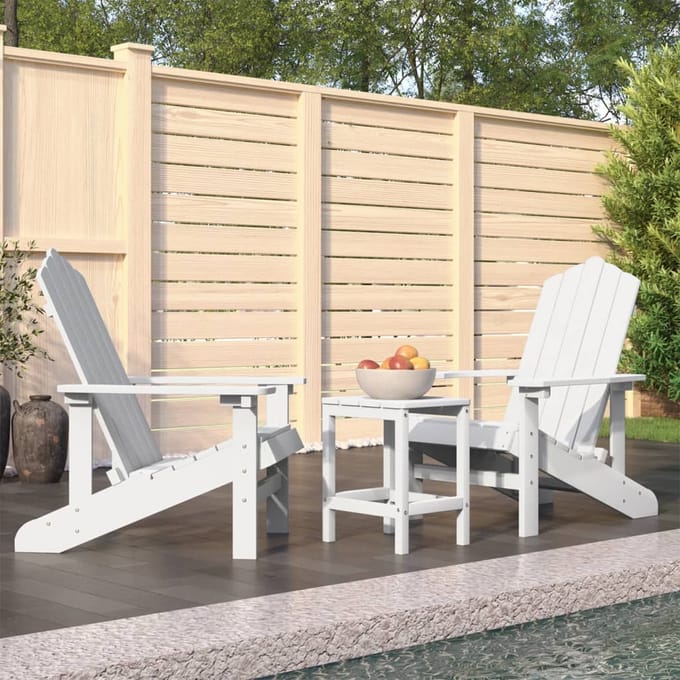 vidaXL - Tuinstoelen - Adirondack - met - tafel - HDPE - wit