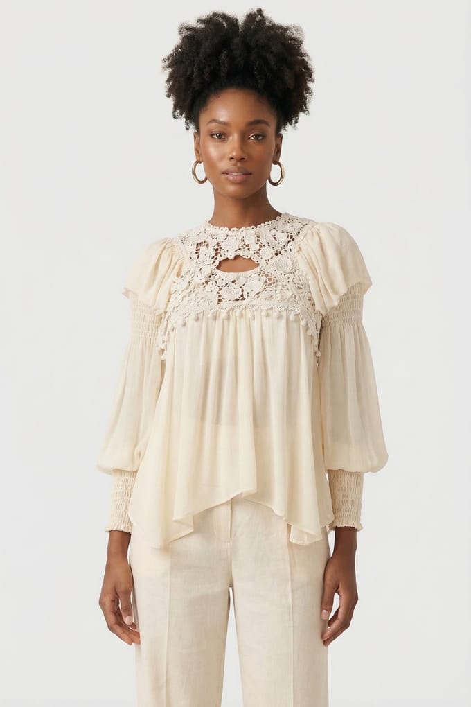 Isabel Marant Rokia Blouse Ecru Größe: 38 | Blusen Outlet | Damen | Braun