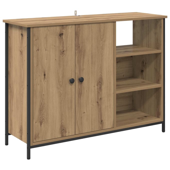 vidaXL - Dressoir - Artisan - Eiken - 100 - x - 33 - x - 75 - cm - Bewerkt - hout