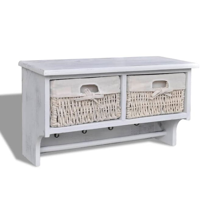 vidaXL - Wandschap - 60x23,5x33 - cm - paulowniahout - wit