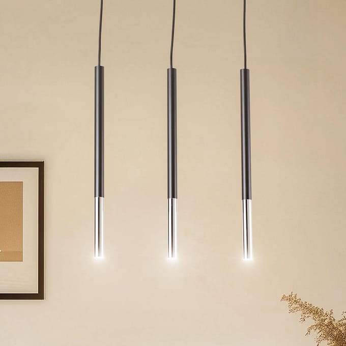 Euluna Thalassa hanglamp 3-lamps G9 zwart/chroom lang