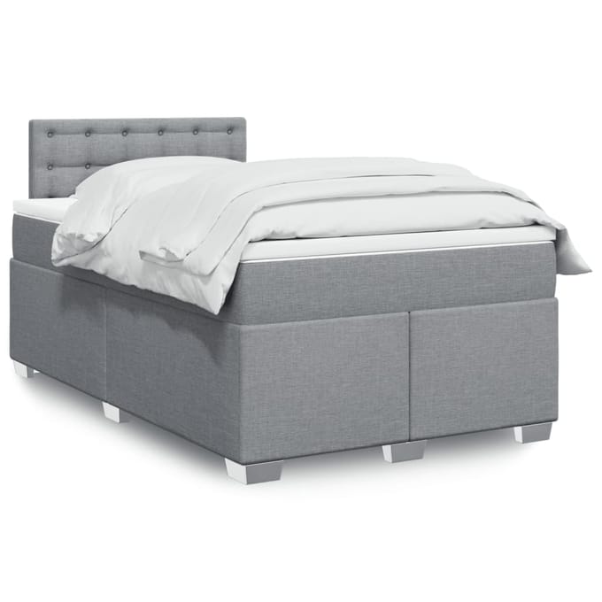 vidaXL - Boxspring - met - matras - stof - lichtgrijs - 120x200 - cm