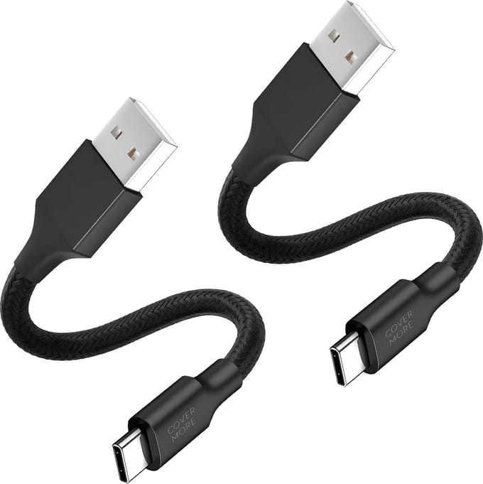 Usb naar usb C kabel - Kort - Voor data en opladen - 2 stuks - 30cm - Stevig - Zwart