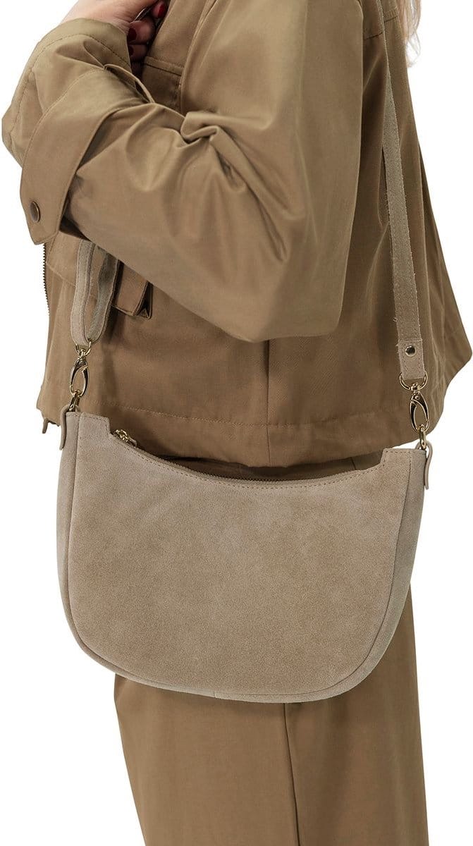 Manfield - Beige suède schoudertas