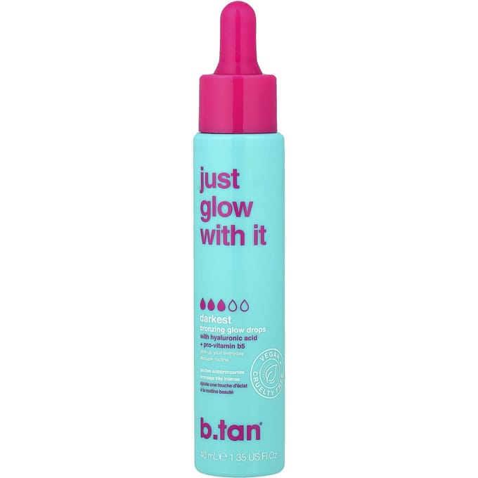 B.tan, Just Glow With It, Bronzing Glow Druppels, Donkerste, 40ml (1.35fl oz) blue