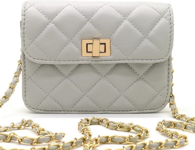 Tas Dames - Quilt - PU Kunstleer - 17,5x13x5,5 cm - Grijs