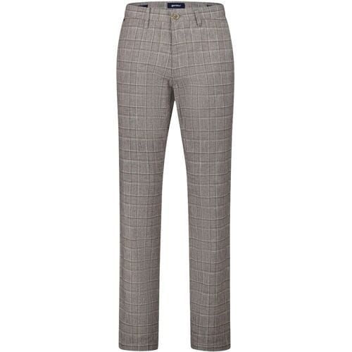 Gardeur Broek Tyrell Superior Linnen Check Donker Beige / male
