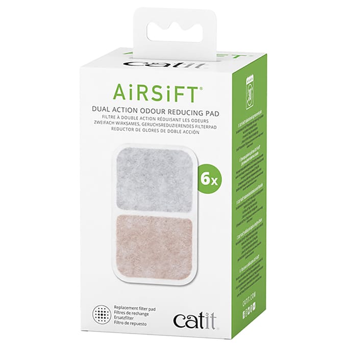 6 stuks Catit Airsift Dual Action Geurreductie pad 6-pack Kattenaccessoires