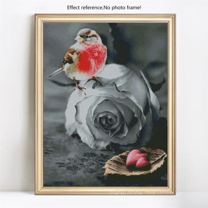 Volledige ronde 5D DIY diamant borduurwerk Rose Flower Cross Stitch Diamond schilderij 20X30CM gray