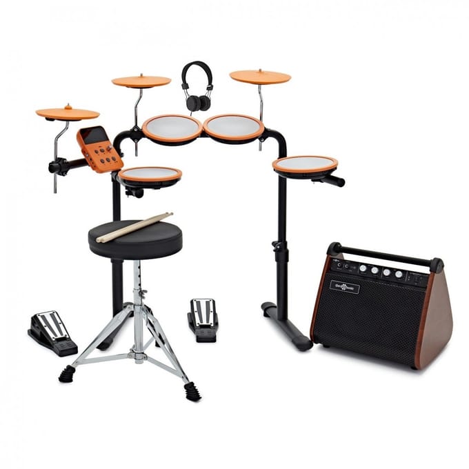VISIONDRUM Compact Mesh Elektronisch Drumstel + Versterkerpakket, Oranje