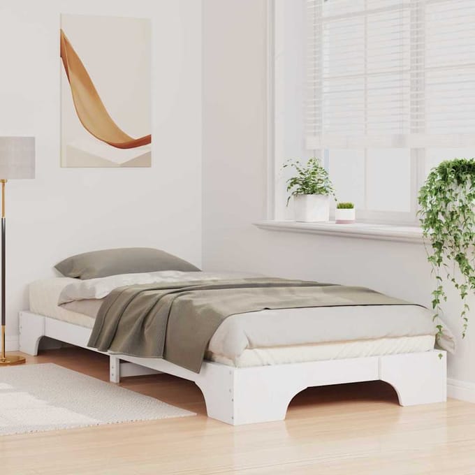 vidaXL - Bedframe - Wit - 100 - x - 210 - cm - Massief - grenenhout