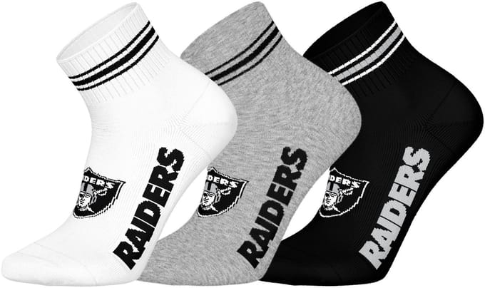NFL LAS VEGAS RAIDERS Quarter Socks - 3-pack - Wit/Grijs/Zwart - Maat 43/46