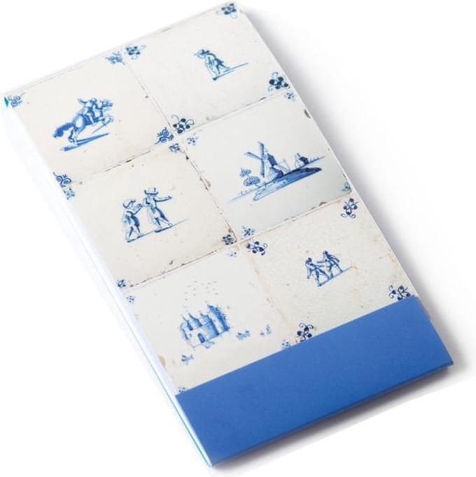 Notitieboekje A7, flip over met ruitjes, Six Delft Blue Tiles