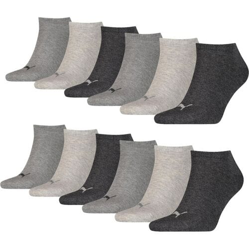 Puma Sneakersokken Plain 12-pack Antraciet Melange-35/38