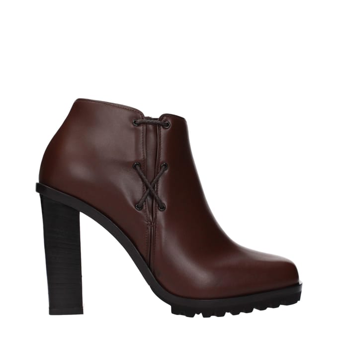 Max Mara Bruine Leren Enkellaarsjes