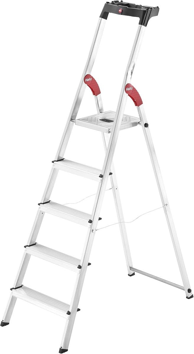 Aluminium huishoudtrap met EasyClix en multifunctionele lade (3-8 treden)