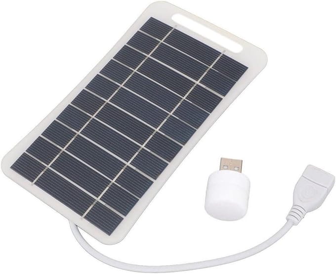 Zonnepaneel Oplader - Draagbare Energie - Buiten Opladen - Waterdicht Ontwerp - 5W Vermogen - Wit