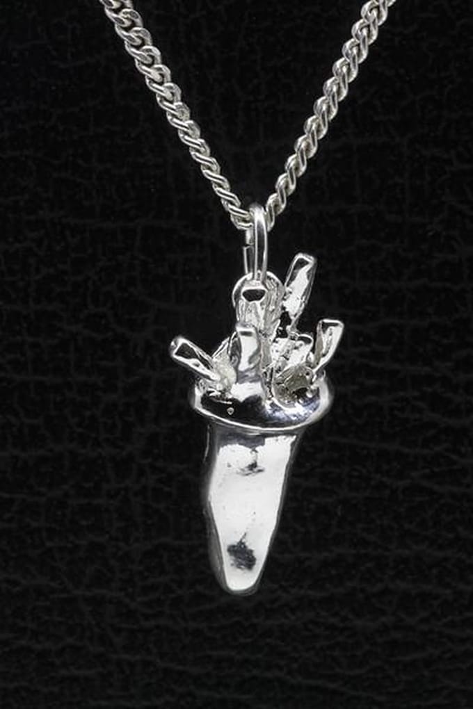 Zilveren Zak frites patat ketting hanger