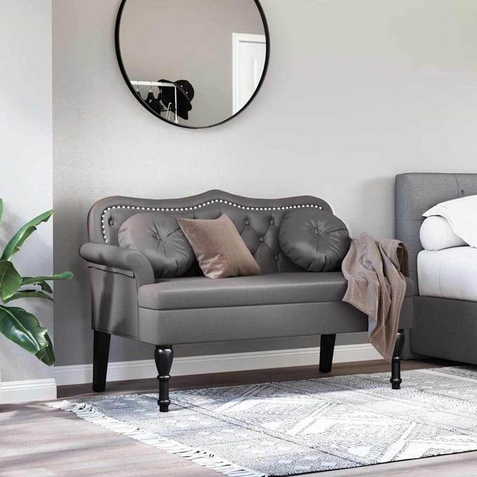 vidaXL - Chesterfield - Bank - Grijs - 120,5 - x - 65 - x - 75 - cm - Kunstleer