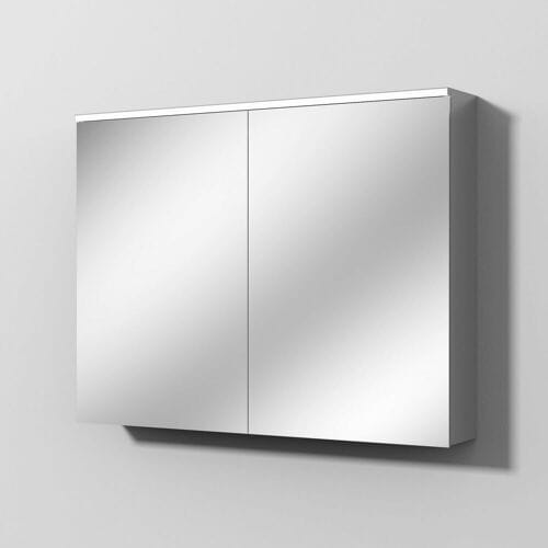 Sanipa Reflection aluminum mirror cabinet ARND 100 with LED light panel AU3746L