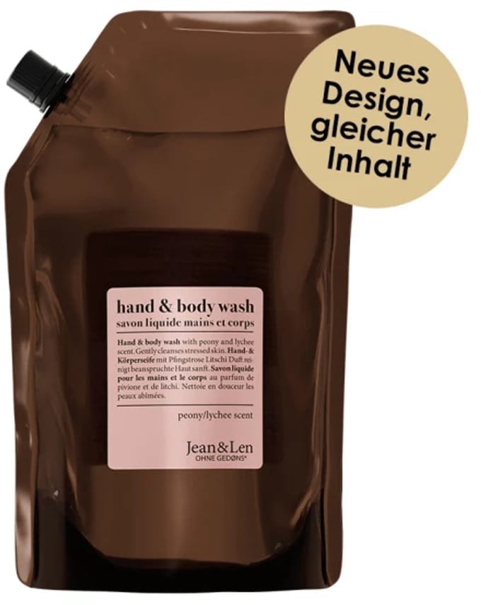Jean & Len Handzeep Navulverpakking Peony & Lychee 1500 ml - voor alle huidtypen, vegan, dierproefvrij, zonder parabenen, zonder siliconen