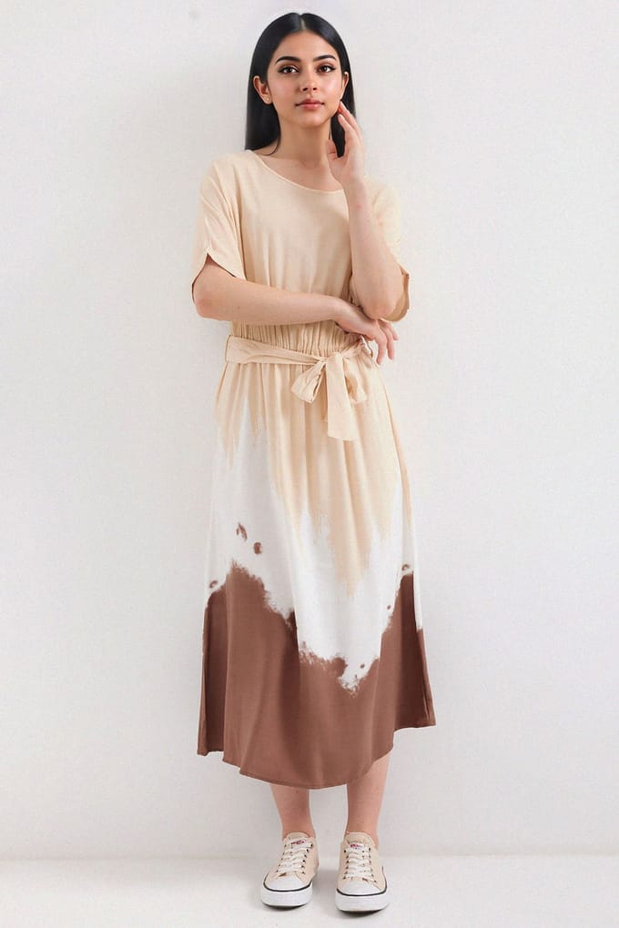 Gradient Midi-jurk met Strik