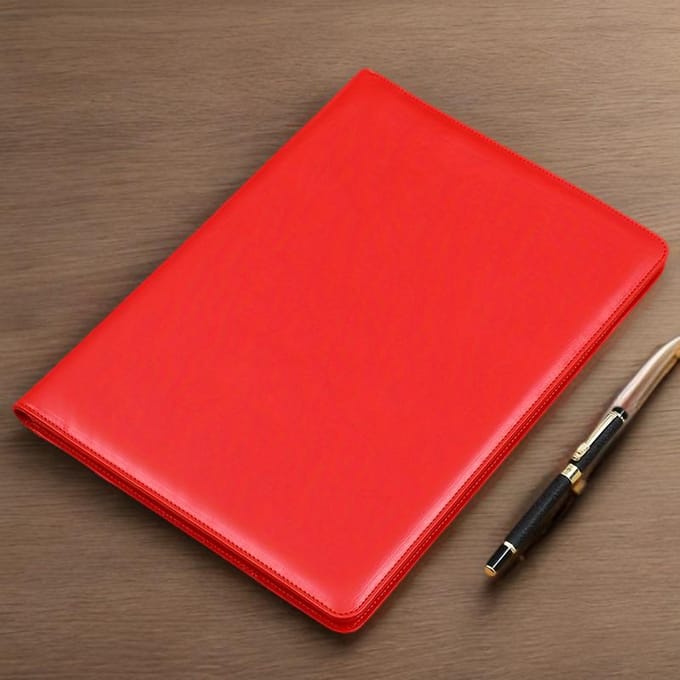 Dossier multifonction, dossier de réunion d'affaires A4, dossier de rangement en cuir rouge
