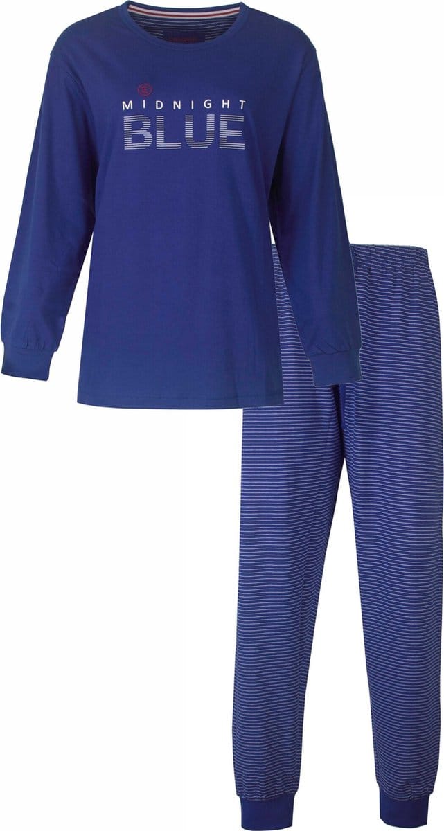 Irresistible Dames Pyjama - Lange Mouwen - Kobalt Blauw - Maat S
