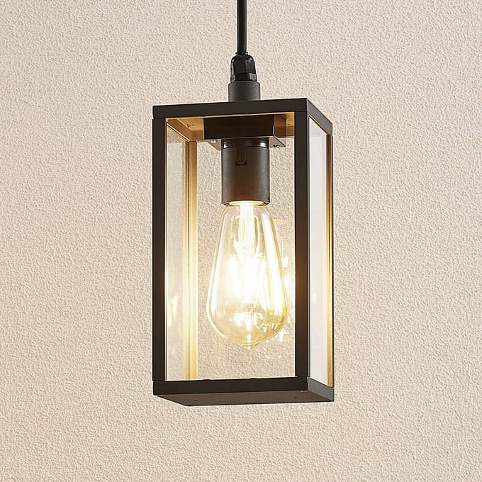 Lindby - Hanglampen buiten - 1licht - Aluminium, glas - H: 22 cm - E27 - antraciet