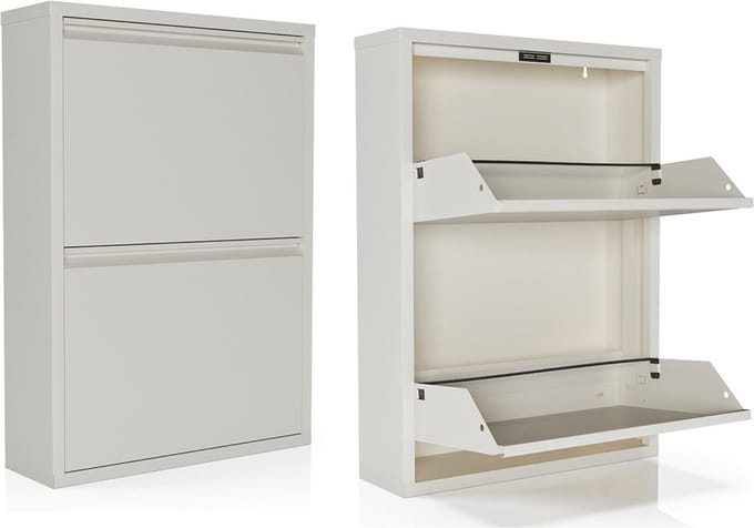 Schoenenkast Bodi 2-vaks Wit (set van 2)
