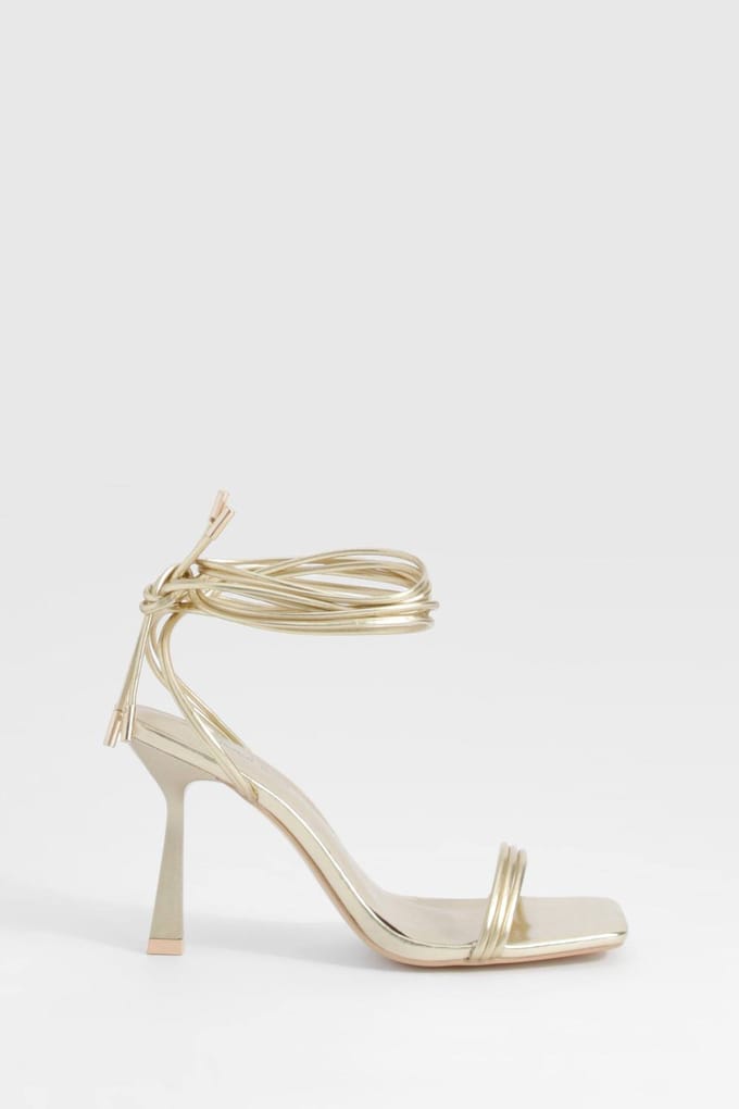 boohoo Dames Triple Strap Wrap Up Hakken | Goud | Maat: 41