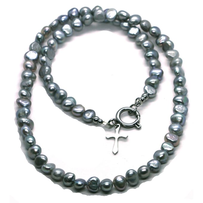 IbizaMen - heren - ketting - edelsteen - zoetwaterparel - zilver - 50cm