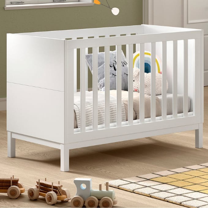 Babybed Eva - 60x120cm - Verstelbaar - Wit - Vipack - Babybed - Wit - Hout; MDF Eenpersoons Normaal Bed