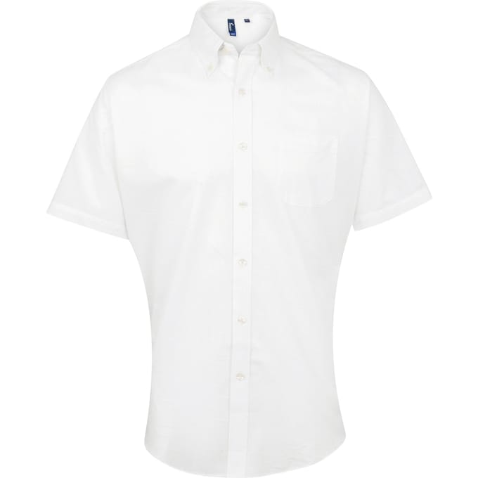 Premier Herenhandtekening Oxford Short Sleeve Work Shirt (Wit)