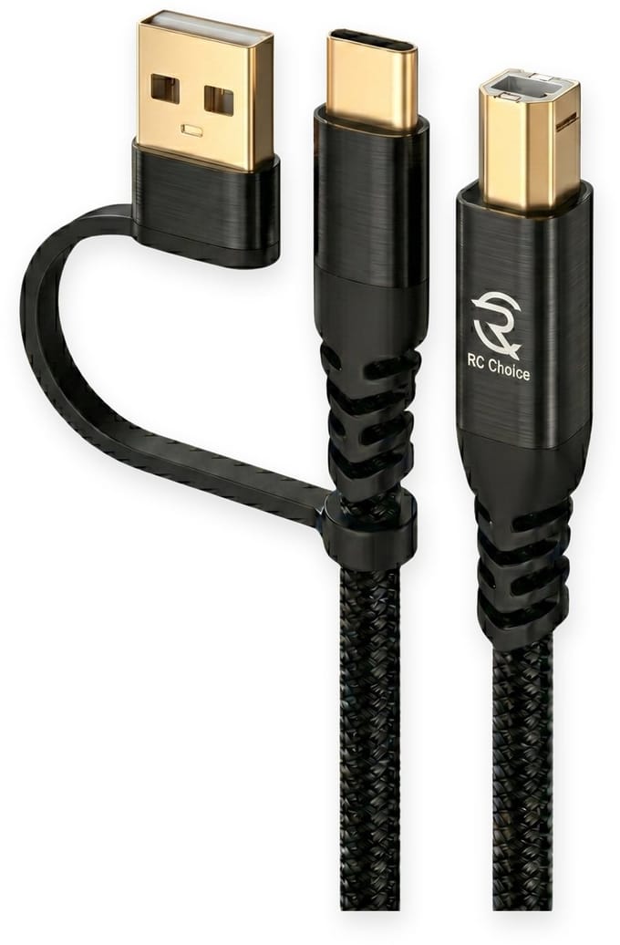 USB-C en USB-A naar USB-B Printerkabel - USB 2.0 - 2 Meter - Sterk en Flexibel Nylon