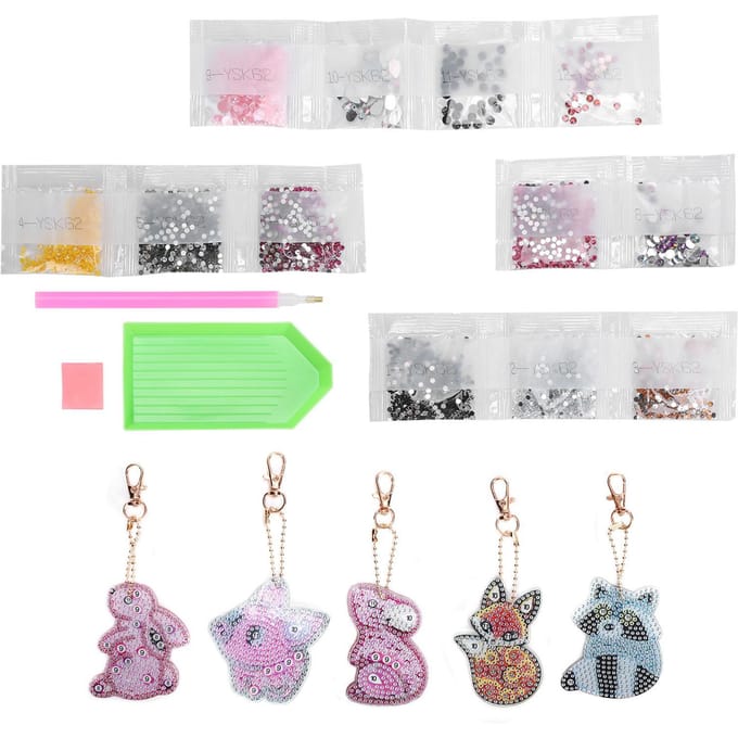 Diamond Painting Sleutelhanger Kit Stijlvolle Hanger Cartoon DIY Borduurwerk Knutsel Decoraties white