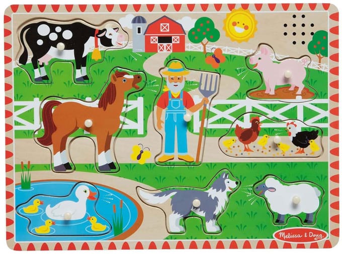 Melissa & Doug – Houten geluidenpuzzel – Old MacDonald's Farm