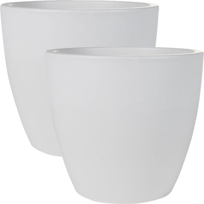 Ter Steege Bloempot - 2x stuks - wit - glans - Scandinavisch - 20 x 19 cm - plantenpot