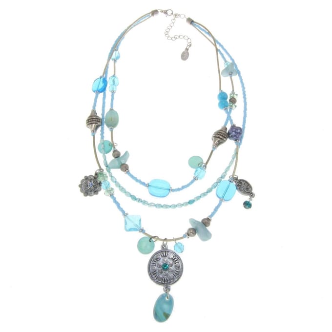 Behave - Ketting met blauwe kralen en schelphanger - Boho strandstijl