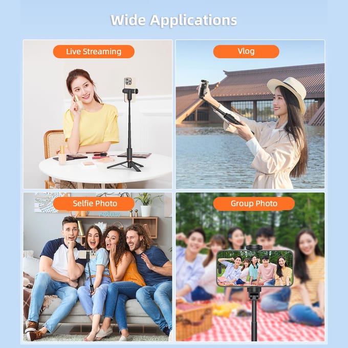 VRIG TP-17 Trépied Selfie Stick Extensible pour Téléphone Max. Longueur 75 cm avec obturateur à distance pour téléphone noir