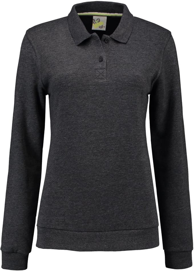 Lemon & Soda polosweater voor dames in de kleur Antracite in de maat 2XL.