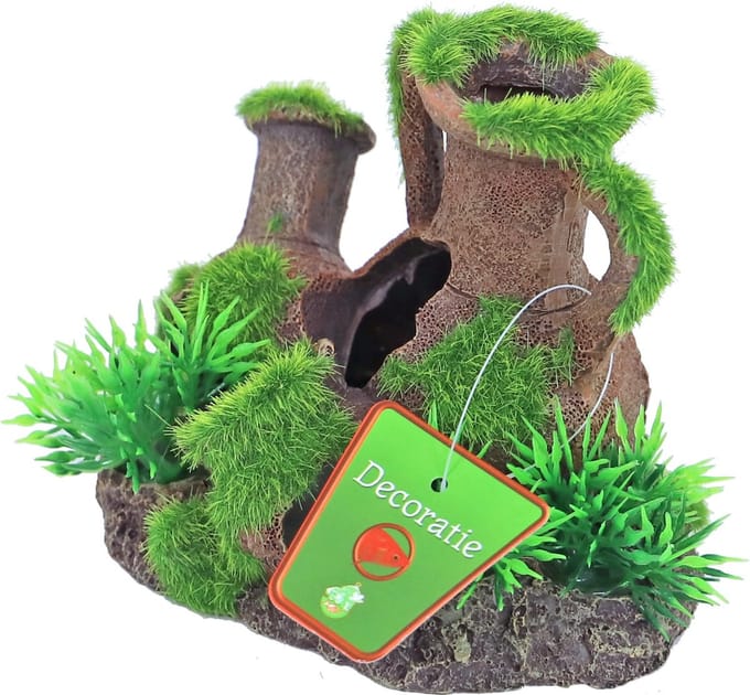 De Boon Aquariumornament amphoras met gras en mos | 12,5 x 9,5 cm