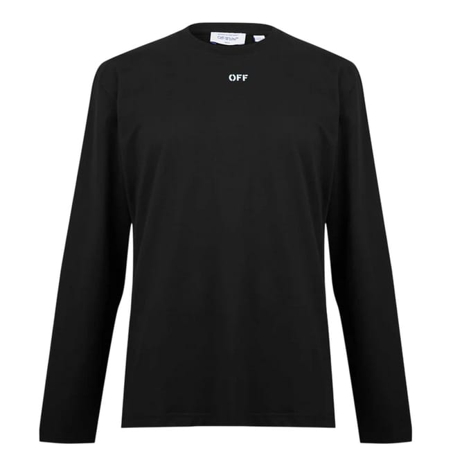 Off White Katoenen Crew Neck Regular T-shirt Heren (Zwart/Aqua)