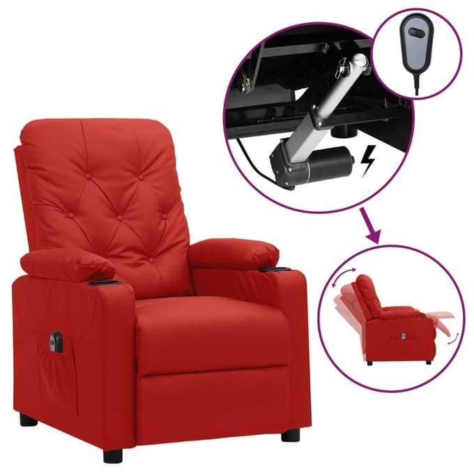 vidaXL - Fauteuil - verstelbaar - elektrisch - kunstleer - wijnrood