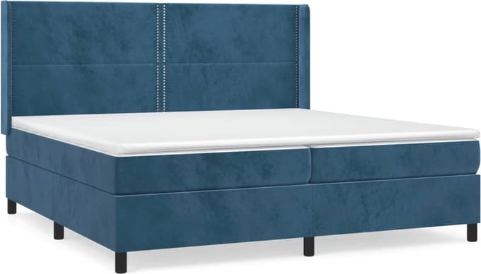 vidaXL - Boxspring - met - matras - fluweel - donkerblauw - 200x200 - cm