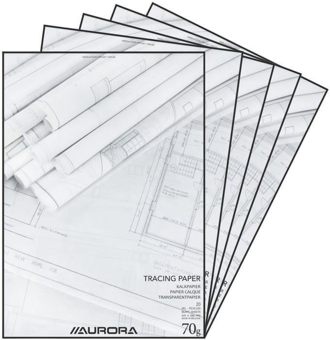 Aurora Kalkpapier - Overtrekpapier - Tracing paper - A2 - 70g - 20 vel - 5 stuks