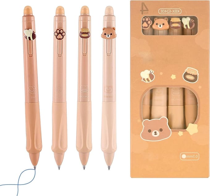 Allecto Plus - 4-pack uitwisbare gelpennen 0.5 mm met comfortabele grip
