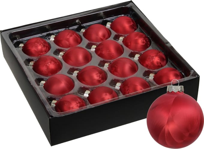 Othmar Decorations Luxe kleine kerstballen - 16x st - 4 cm - rood - glas - ice finish