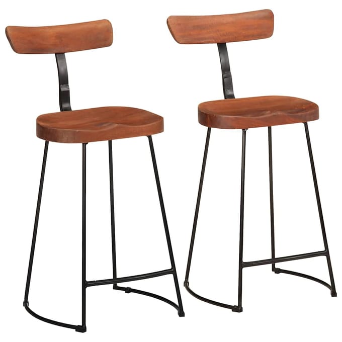 vidaXL - Barkrukken - 2 - st - 49x43x88 - cm - massief - mangohout