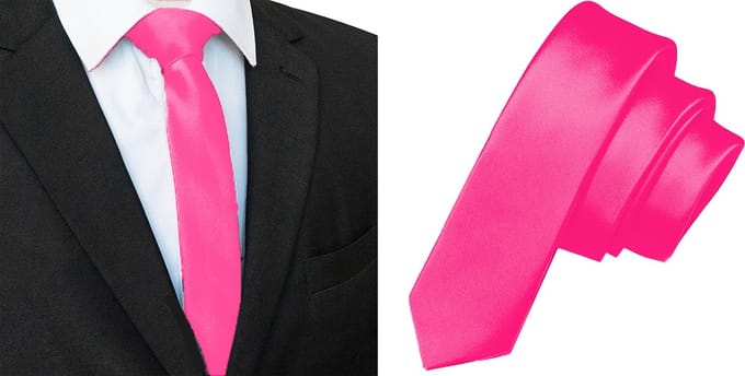 Sorprese Stropdas - Donker Roze - Effen - Smal - 5 cm - Stropdassen voor heren - Cadeau